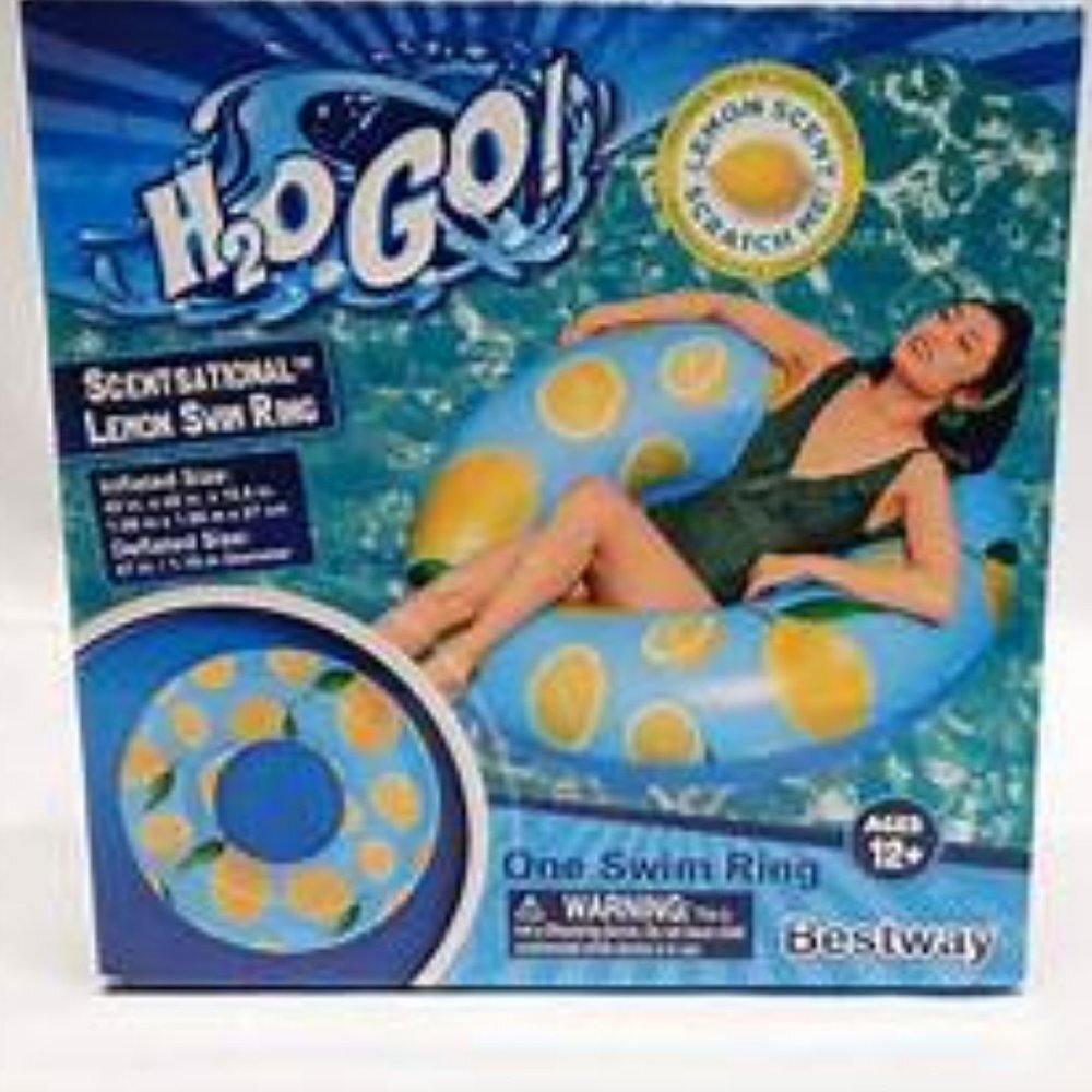 Bestway H2O GO SCENTSATIONAL BLUE SWIM RING LEMON SCENTED & PRINT AGE 12+ NIB